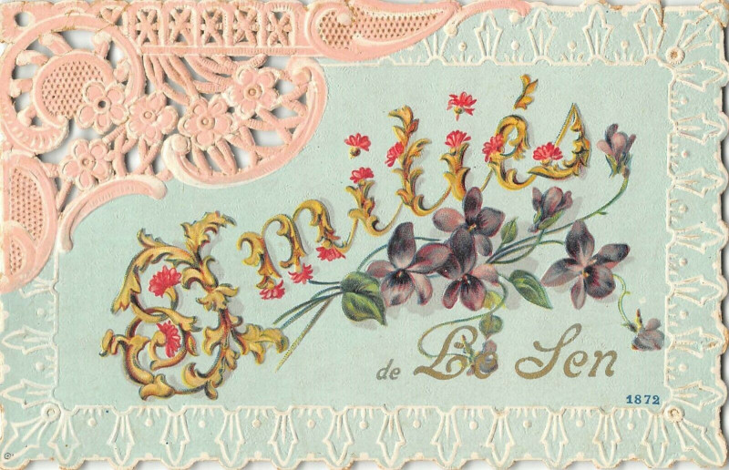 Carte postale ancienne Amities De Le Sen (cpa ajourée gaufrée au Sen