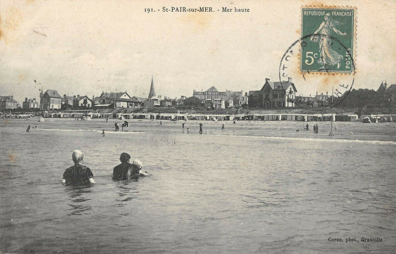 Carte postale ancienne Saint Pair Sur Mer Mer Haute à Saint-Pair-sur-Mer