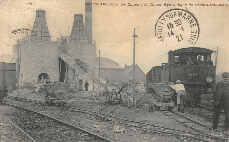 Carte postale ancienne Societe Anonyme Des Ciments Et Chaux Hydraulique Raches Lez Douai (rare à Râches