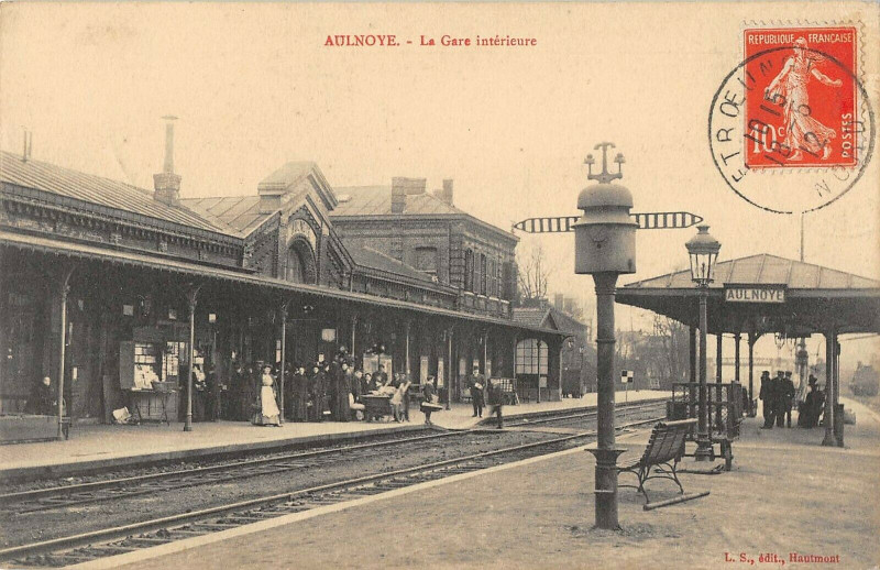 Carte postale ancienne Aulnoye La Gare Interieure