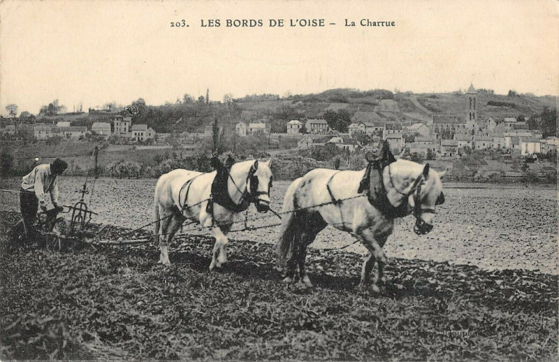 Carte postale ancienne Les Bords De L'Oise La Charrue