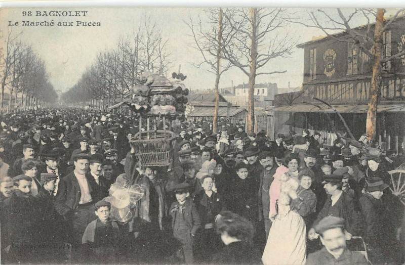 Carte postale ancienne Bagnolet Le Marche Aux Puces à Bagnolet