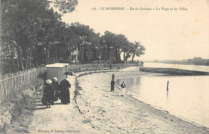 Carte postale ancienne Ile De Conleau La Plage Et Villas