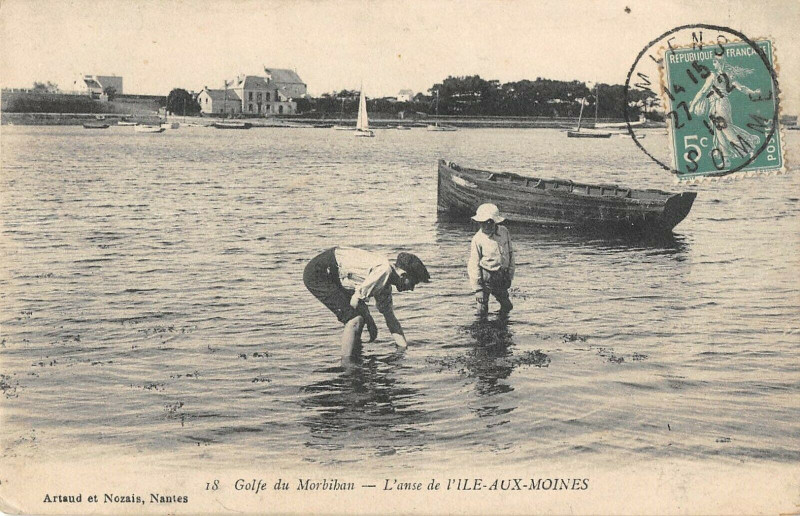 Carte postale ancienne Golfe Du Morbihan L'Anse De L'Ile Aux Moines