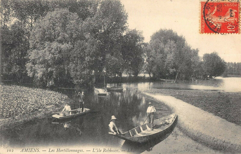 Carte postale ancienne Amiens Les Hortillonnages Ile Robinson à Amiens