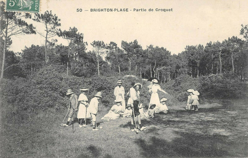 Carte postale ancienne Brighton Plage Partie De Croquet