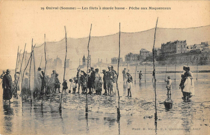 Carte postale ancienne Onival Les Filets A Maree Basse Peche Aux Maquereaux
