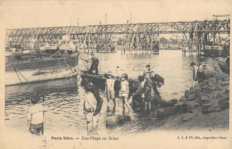 Carte postale ancienne Paris Vecu Une Plage En Seine à Paris