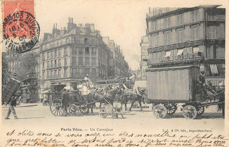 Carte postale ancienne Paris Vecu Un Carrefour à Paris