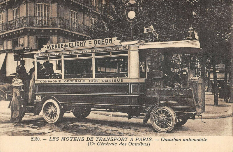 Carte postale ancienne Paris Les Moyens De Transport A Paris Omnibus Automobile à Paris