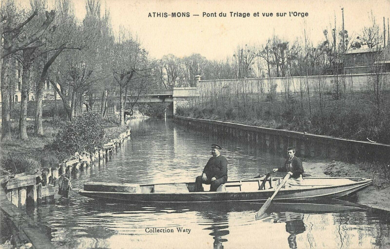 Carte postale ancienne Athis Mons Pont Du Triage Et Vue Sur L'Orge à Athis-Mons