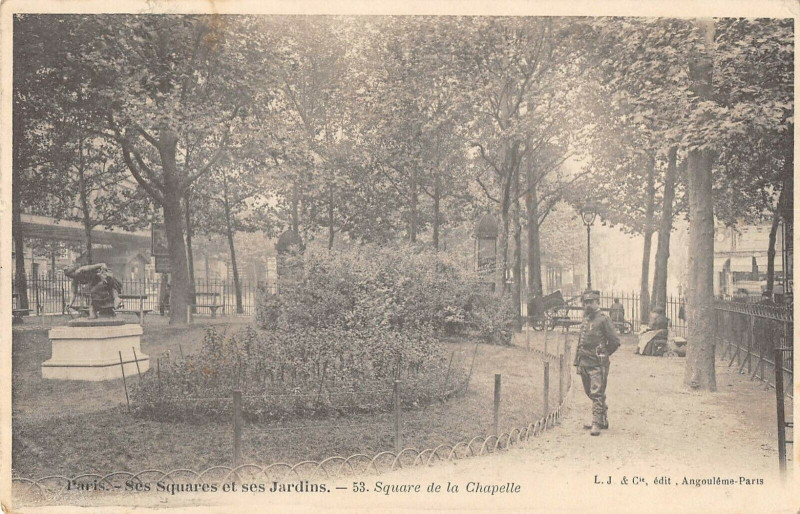 Carte postale ancienne Square de la Chapelle à Paris 18e