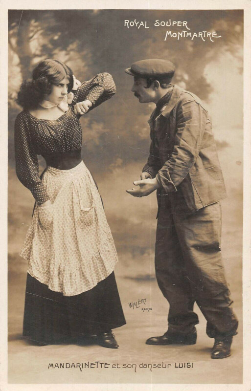 Carte postale ancienne Royal Souper Montmartre - Mandarinette et son danseur Luigi à Paris 9e