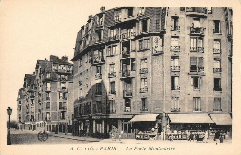 Carte postale ancienne La Porte Montmartre à Paris 18e