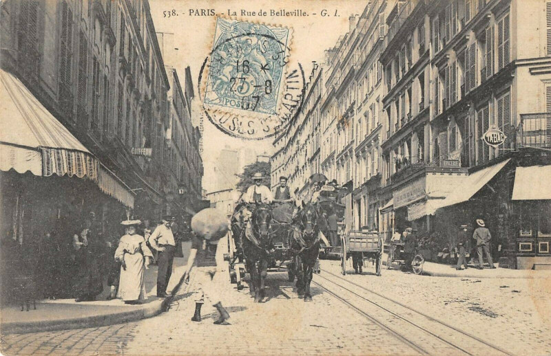 Carte postale ancienne La Rue de Belleville à Paris 19e