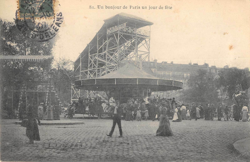 Carte postale ancienne Paris XIVe Un Bonjour De Paris Un Jour De Fete à Paris 14e