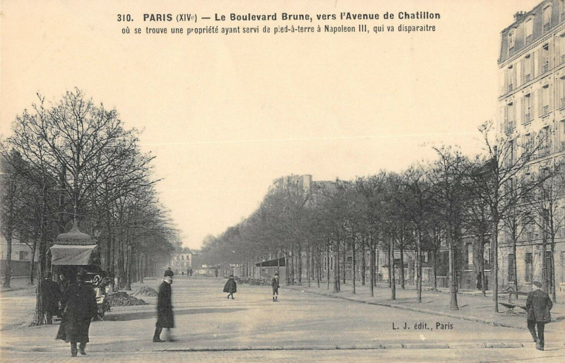 Carte postale ancienne Le Boulevard Brune vers l'Avenue de Chatillon à Paris 14e