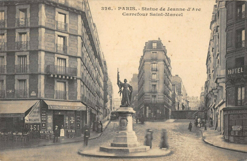 Carte postale ancienne Statue de Jeanne-d'Arc - Carrefour Saint-Marcel à Paris 5e