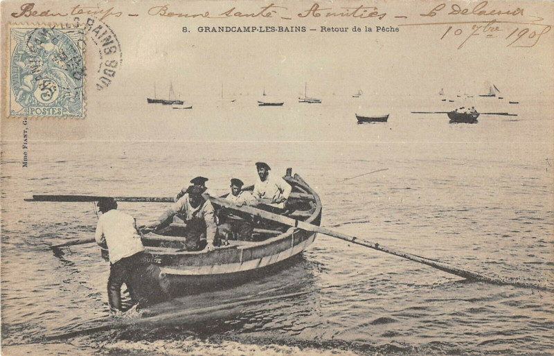 Carte postale ancienne Grandcamp Les Bains Retour De La Peche