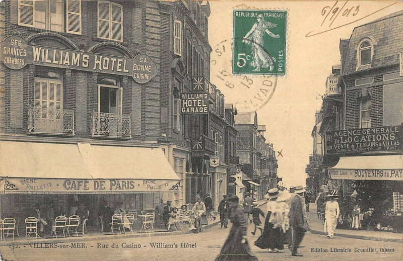 Carte postale ancienne Villers Sur Mer Rue Du Casino William'S Hotel (cliché pas courant à Villers-sur-Mer