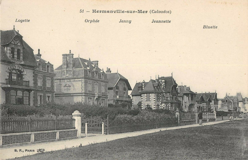 Carte postale ancienne Hermanville Sur Mer Logette Orphee Jenny Jeannette Bluette (cliché rare à Hermanville-sur-Mer