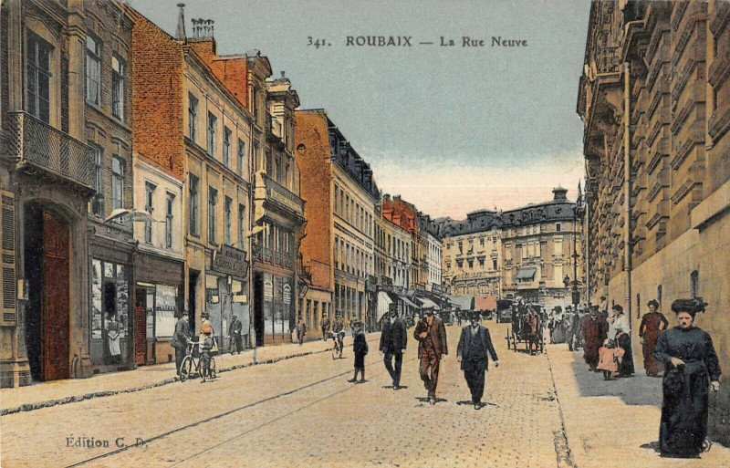 Carte postale ancienne Roubaix La Rue Neuve à Roubaix