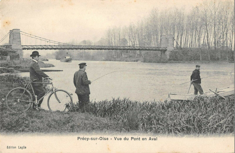 Carte postale ancienne Precy Sur Oise Vue Du Pont En Aval