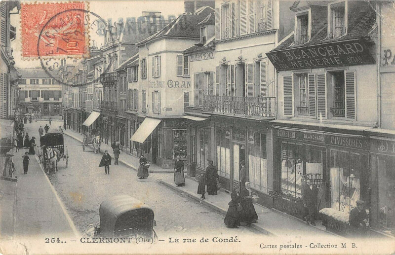 Carte postale ancienne Clermont La Rue De Conde à Clermont