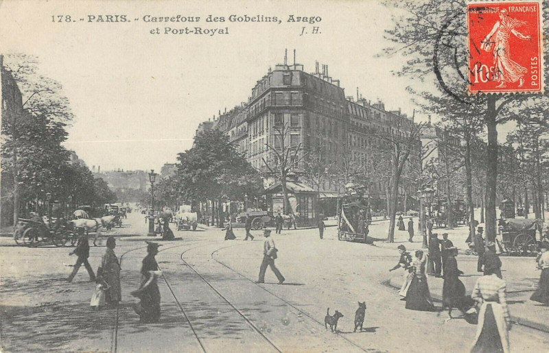 Carte postale ancienne Carrefour des Gobelins, Arago et Port-Royal à Paris 13e