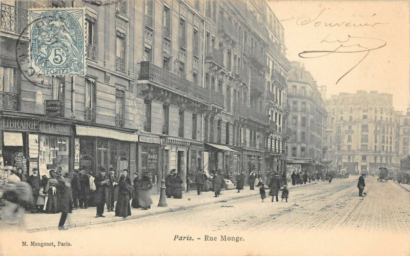 Carte postale ancienne Paris Ve Rue Monge à Paris 5e