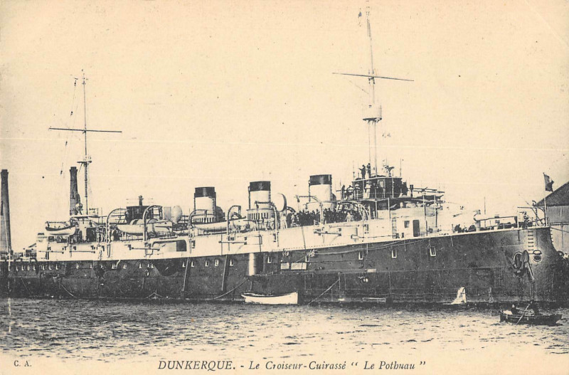 Carte postale ancienne Dunkerque Le Croiseur Cuirasse Pothuau à Dunkerque
