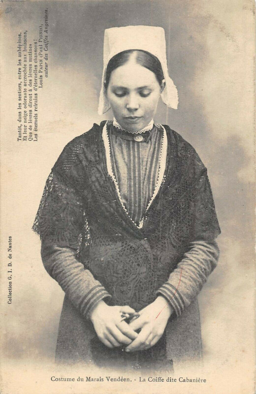 Carte postale ancienne Costume Du Marais Vendeen La Coiffe Dite Cabaniere
