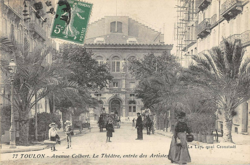 Carte postale ancienne Toulon Avenue Colbert Le Theatre Entree Des Artistes à Toulon