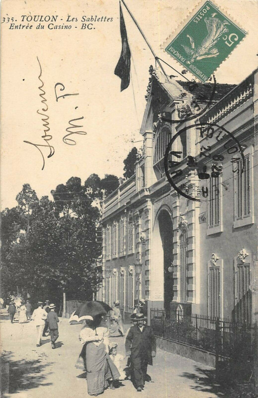 Carte postale ancienne Toulon Les Sablettes Entree Du Casino à Toulon