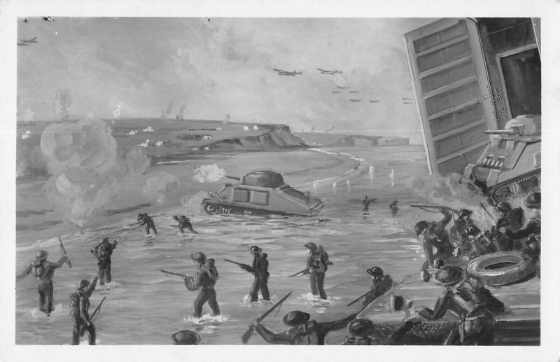Carte postale ancienne Arromanches Port Winston Les 1ERES Troupes Britaniques