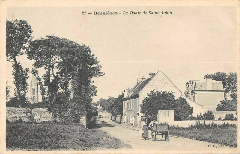 Carte postale ancienne Bernieres La Route De Saint Aubin
