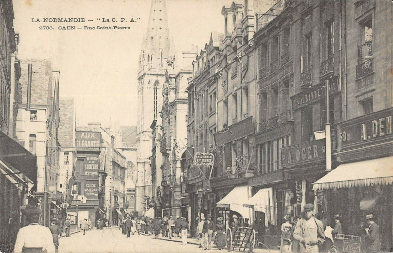 Carte postale ancienne Caen La Rue Saint Pierre à Caen