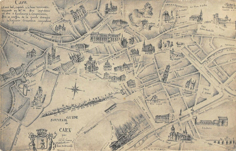 Carte postale ancienne Guide Souvenir De Caen à Caen