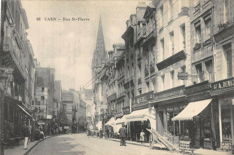 Carte postale ancienne Caen La Rue Saint Pierre à Caen