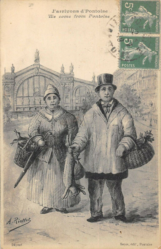 Carte postale ancienne J'Arrivons D' Pontoise à Pontoise