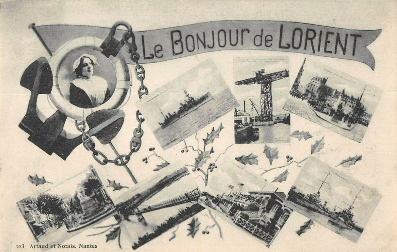 Carte postale ancienne Le Bonjour De Lorient à Lorient
