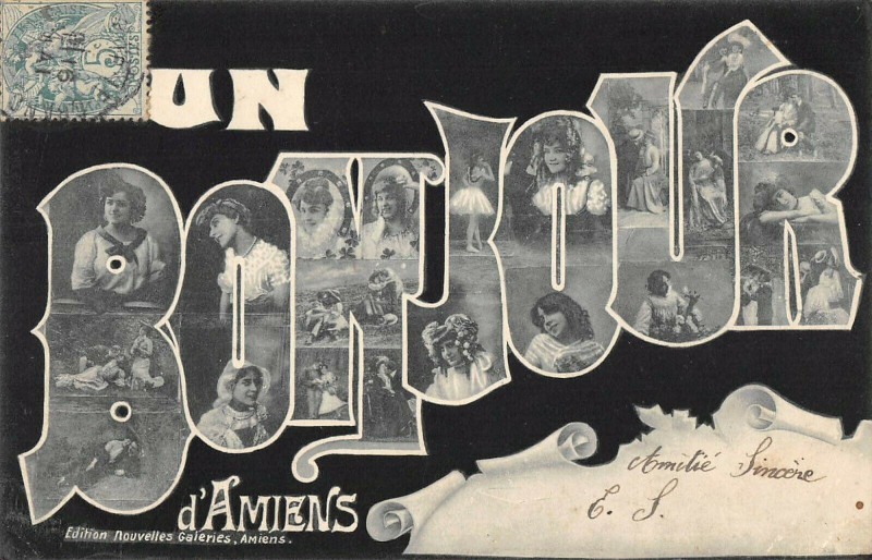 Carte postale ancienne Un Bonjour D'Amiens à Amiens