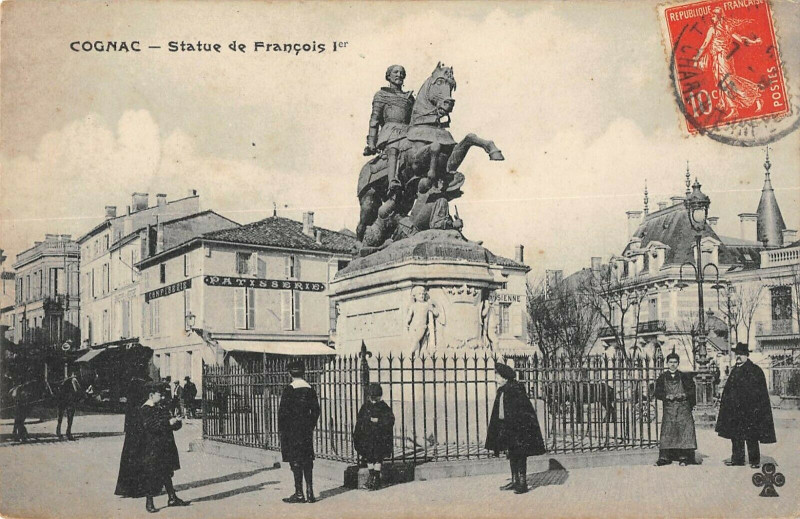 Carte postale ancienne Cognac Statue Francois 1ER à Cognac
