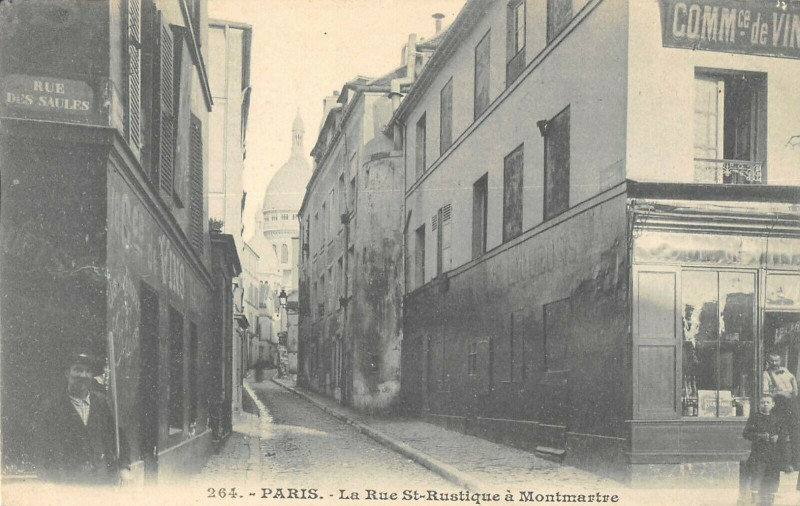 Carte postale ancienne La Rue Saint-Rustique à Montmartre à Paris 18e