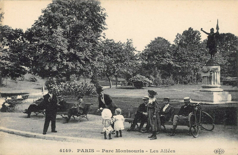 Carte postale ancienne Parc Montsouris - Les Allées à Paris 14e