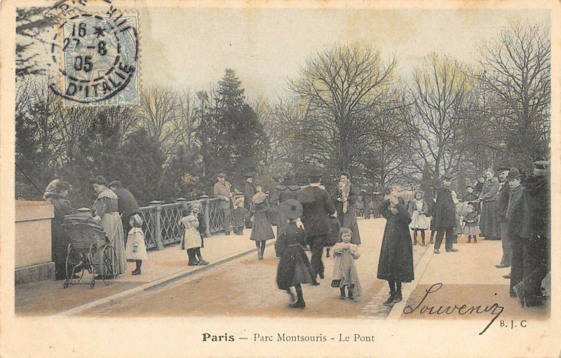 Carte postale ancienne Parc Montsouris - Le Pont à Paris 14e