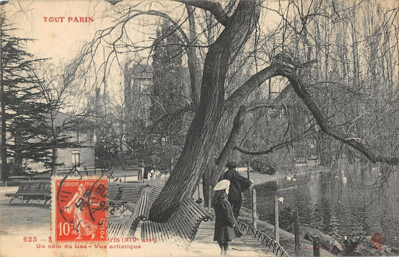 Carte postale ancienne Paris XIVe Parc Montsouris Un Coin Du Lac à Paris 14e
