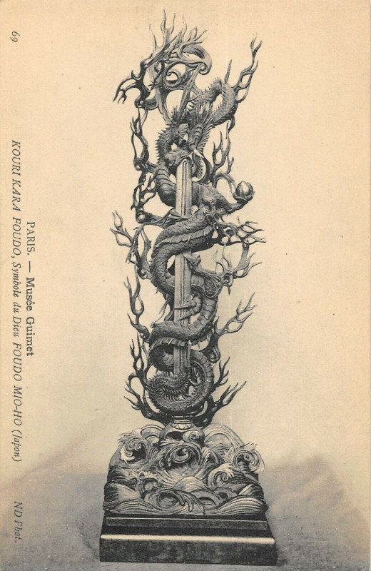 Carte postale ancienne Musée Guimet - Kouri Kara Foudo, Symbole du Dieu Foudo Mio-Ho à Paris 16e