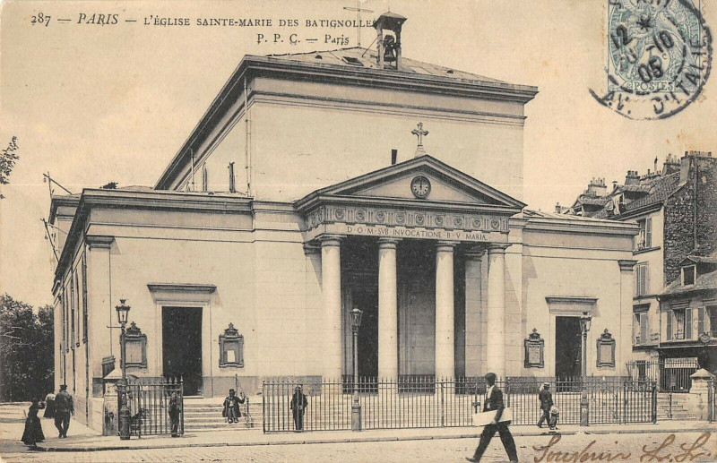 Carte postale ancienne Eglise Sainte-Marie des Batignolles à Paris 17e