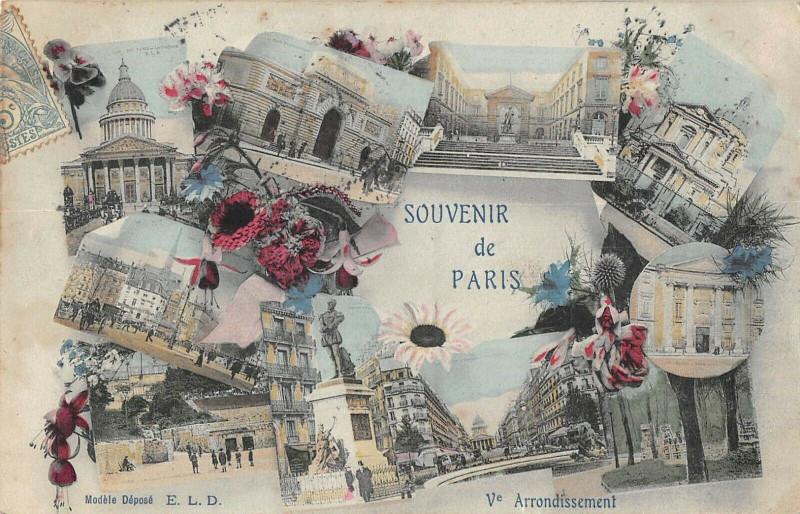 Carte postale ancienne Paris Ve Souvenir De Paris 5e Arrondissement à Paris 5e